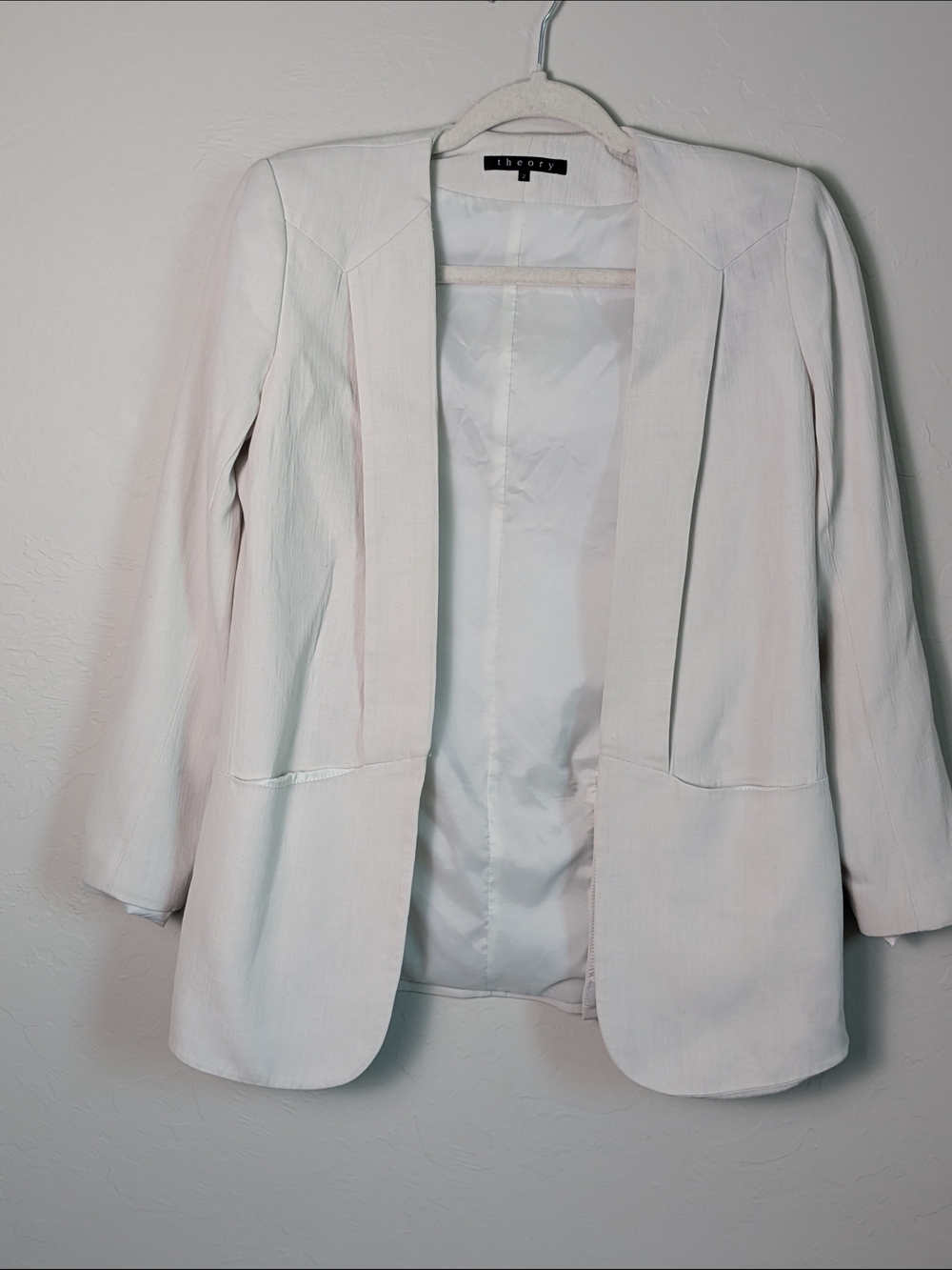 Theory Open-Front Blazer Hybrid Luxury Minimalist Neutral Capsule Wardrobe Chic